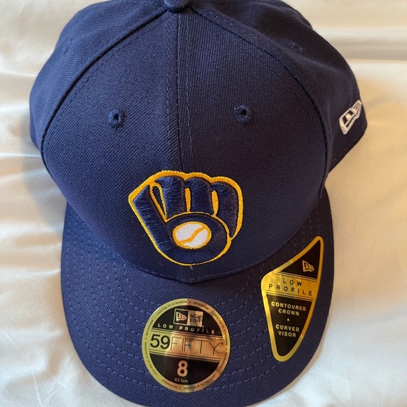 Milwaukee Brewers New Era 59 Fifty Contoured Crown Curved Visor Hat NWT - Picture 2 of 12